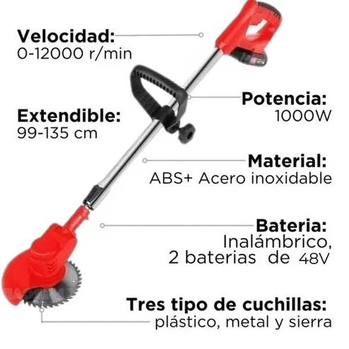Guadaña Podadora De Cesped+2baterias 48v